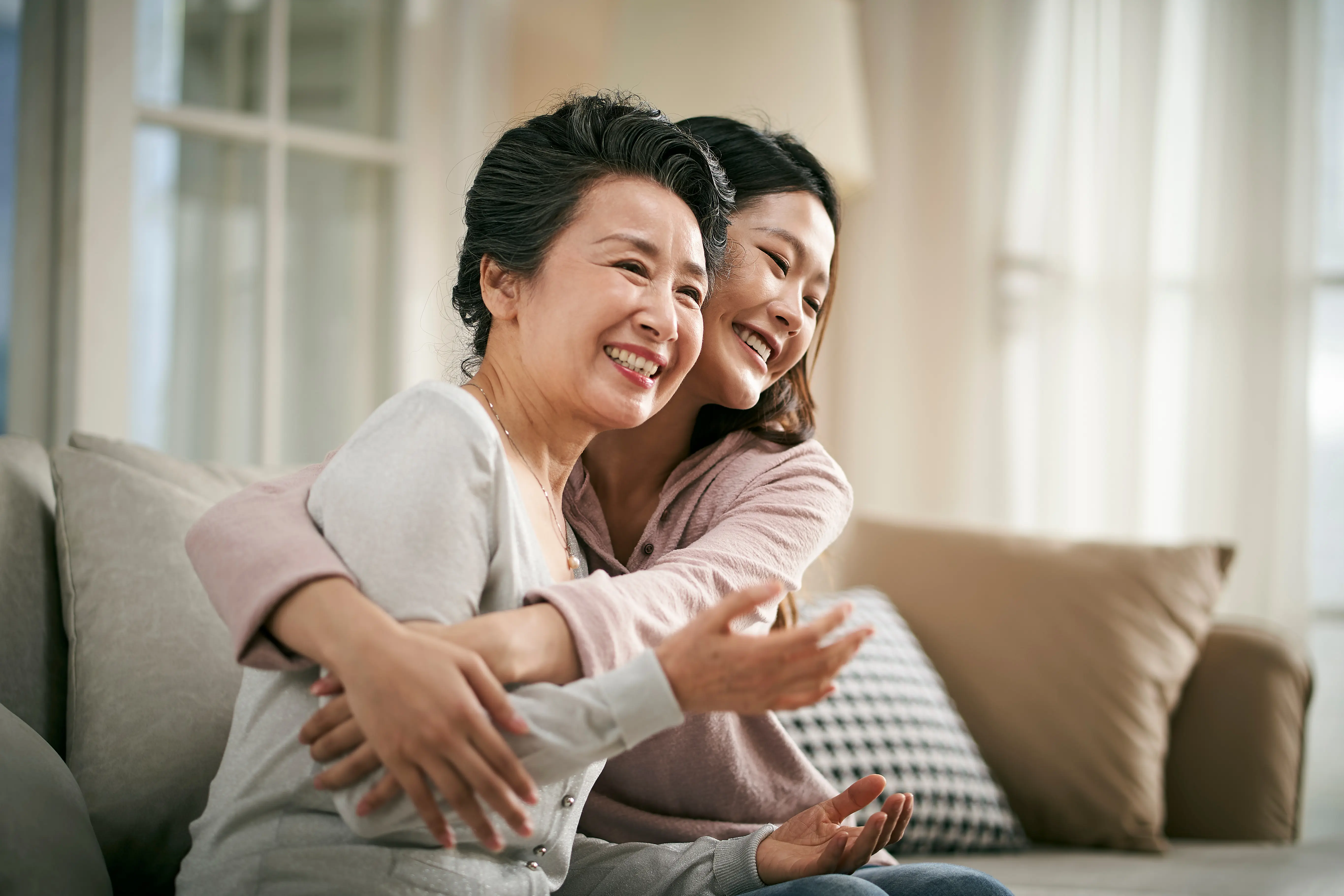 Family member caring for an elderly relative